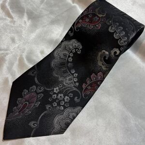 Windridge Silk Necktie Black Paisley Floral Jacquard Men’s